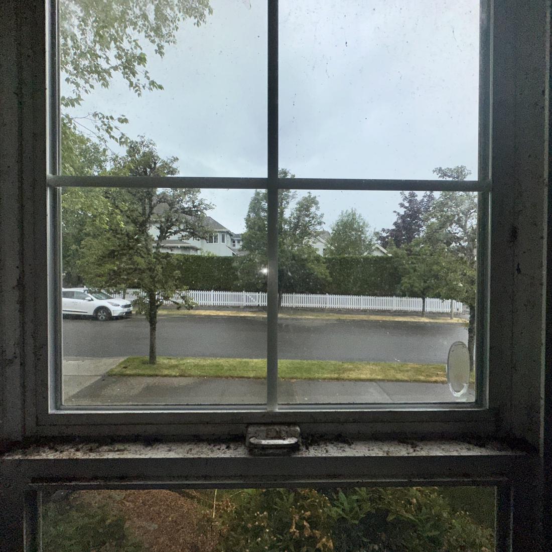 Dirty window and sill before cleaning